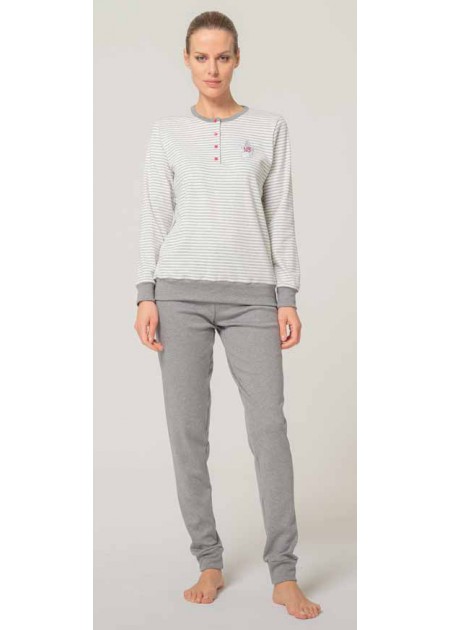 Alpina Pigiama Donna Cotone Invernale Serafino Polsini MARTA